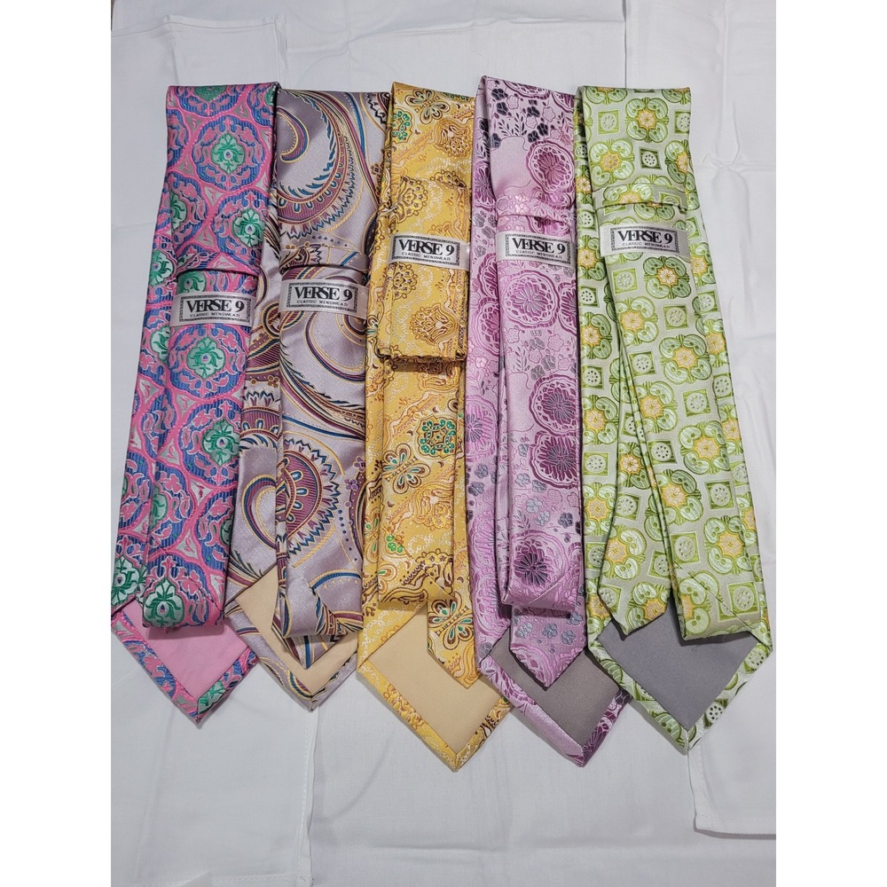 Verse 9 Mens Necktie Lot 5pc Paisley Floral Geometric Multicolor New
